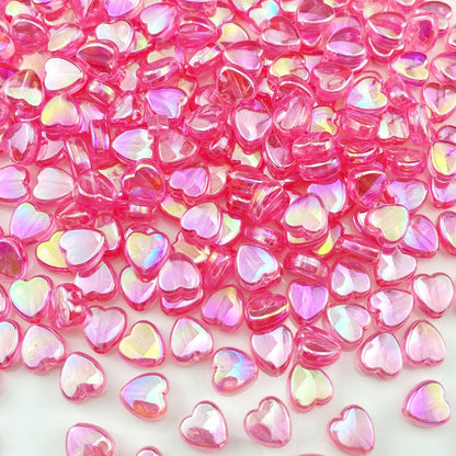 400 PCS Acrylic Heart Shape Beads AB Colors Heart Pony Spacer Beads for Jewelry Making DIY Bracelet Earring Necklace Key Chains(Deep Pink)