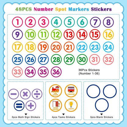 FaCraft Boho Line Up Spots for Classroom Floor - 48Pcs Floor Numbers for Classroom Lining Up Waterproof Number Stickers Markers for Preschool Kindergarten Elementary Back to School Teacher Must Haves