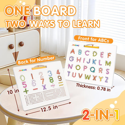 FINDMAG Magnetic Letter Board, Dual Sided ABC Education Board Writing Practice for Toddler, Erasable Educational Tool for Kids, Reusable Learning Toys, Back to School Supplies Road Trip Essentials