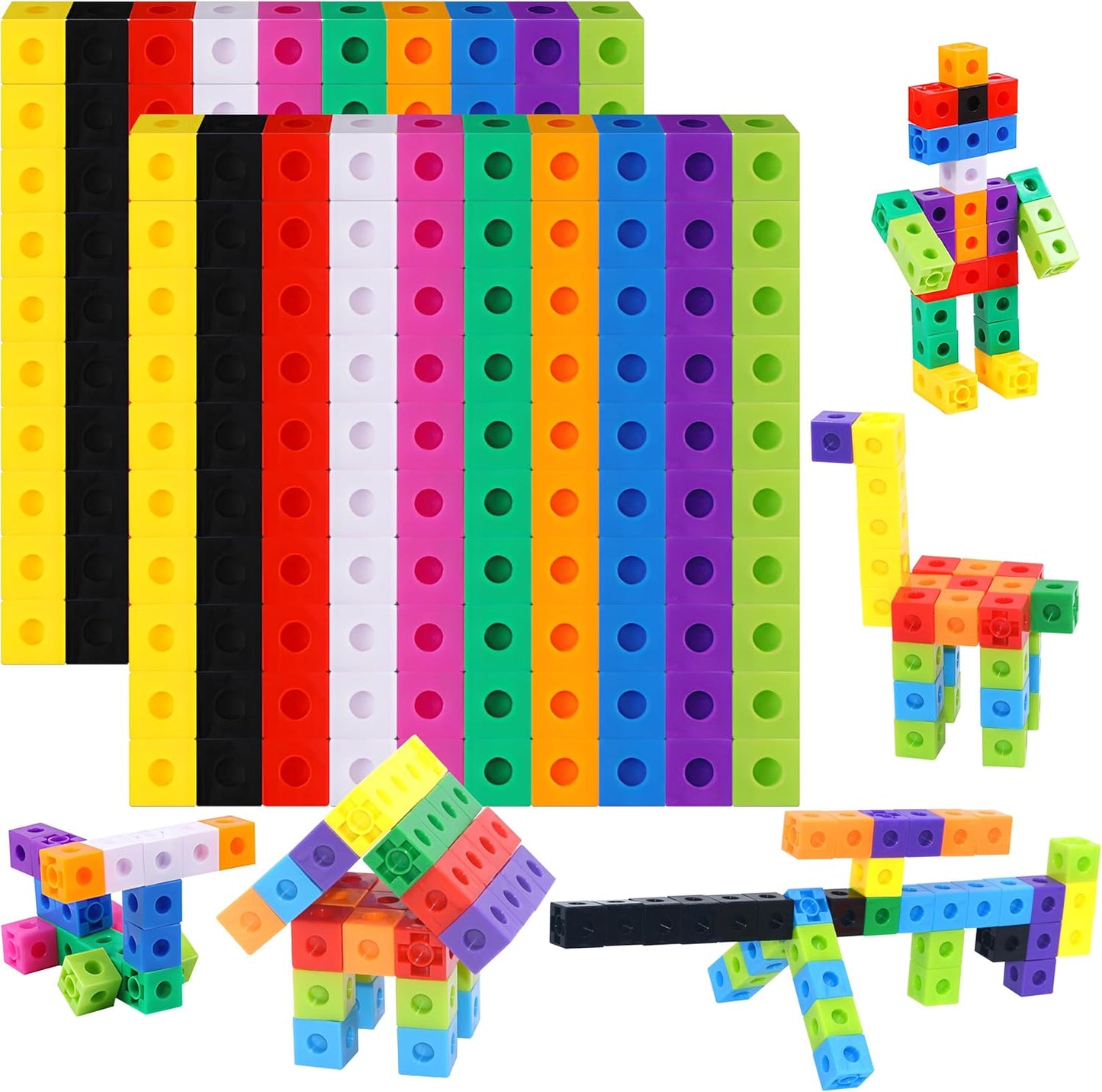 SpriteGru Math Linking Cubes, Math Cubes Manipulatives with Activity Cards Linking Cube Math Counters for Kids Kindergarten Learning Activities