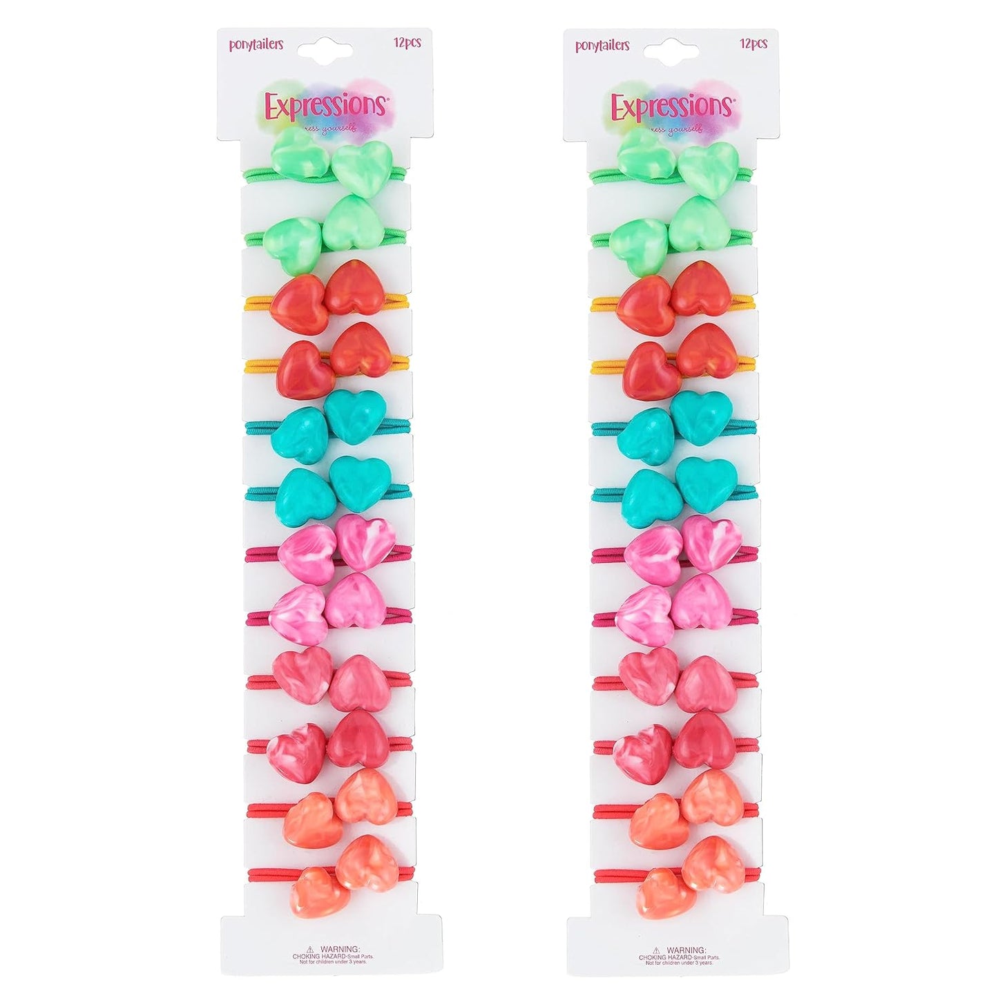 20pc Ponytailers Balls Elastics 18mm Round Opaque Multicolored Twin Beads Bauble Holders Toddler Kids Braiding Styling