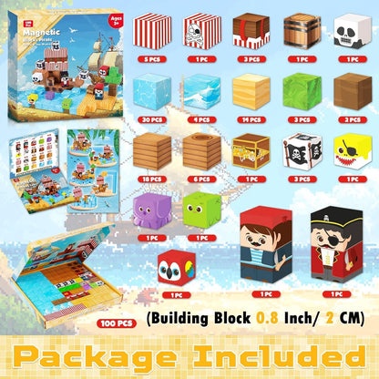 Magnetic Blocks - 200PCS Magnetic Blocks with 6 Base Plate, Magnetic Building Blocks for Kids Ages 4 5 6 7 8, Stacking Magnets for Kids, Birthday Gifts for 3-10 Year Old Boy Girls, STEM Toys
