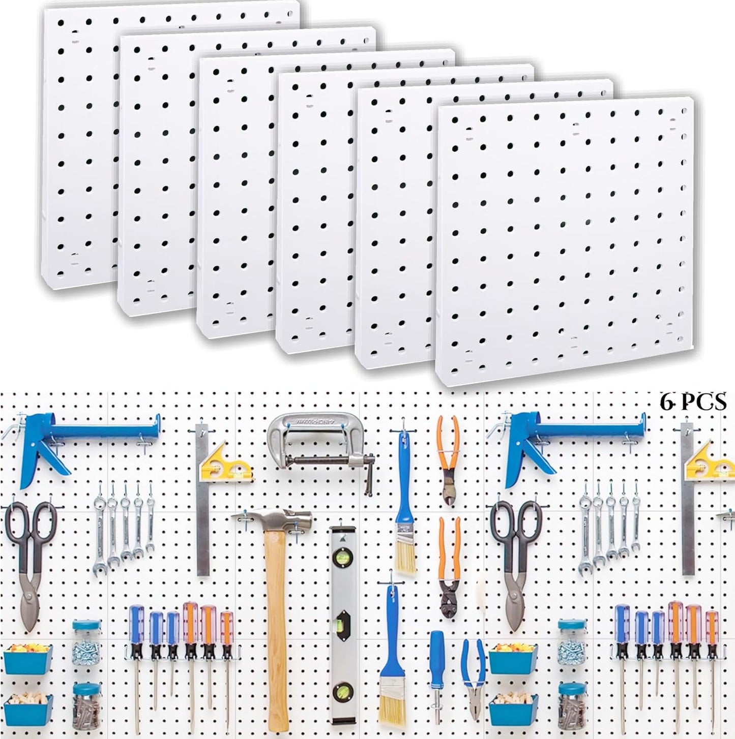 4Pcs Peg Board, Black Pegboard Wall Organizer Panels Wall Mount, ABS Pegboard for Craft Room Garage Kitchen Workshop, ABS Peg Boards Easy Installation