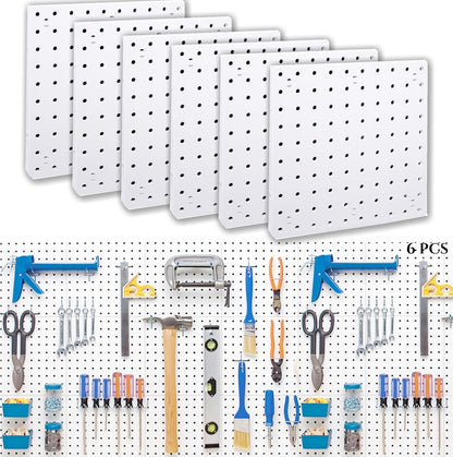 4Pcs Peg Board, Black Pegboard Wall Organizer Panels Wall Mount, ABS Pegboard for Craft Room Garage Kitchen Workshop, ABS Peg Boards Easy Installation