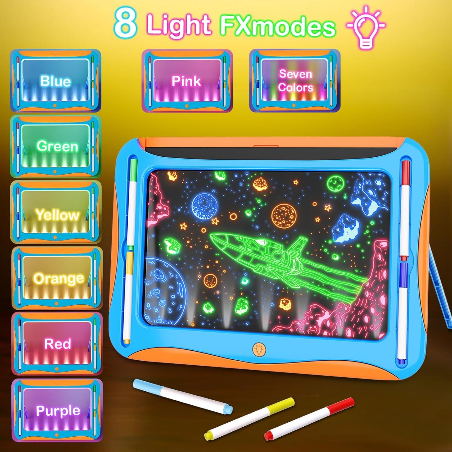 YUBALEER Magic LED Drawing Board for Kids, Toys for Boys Ages 5-7, Light Up Tracing Pad with 9 Double-Sided Cards, 6 Washable Pens, Glow Up Toys for Kids 4-6 Year Old Christmas Birthday Gifts