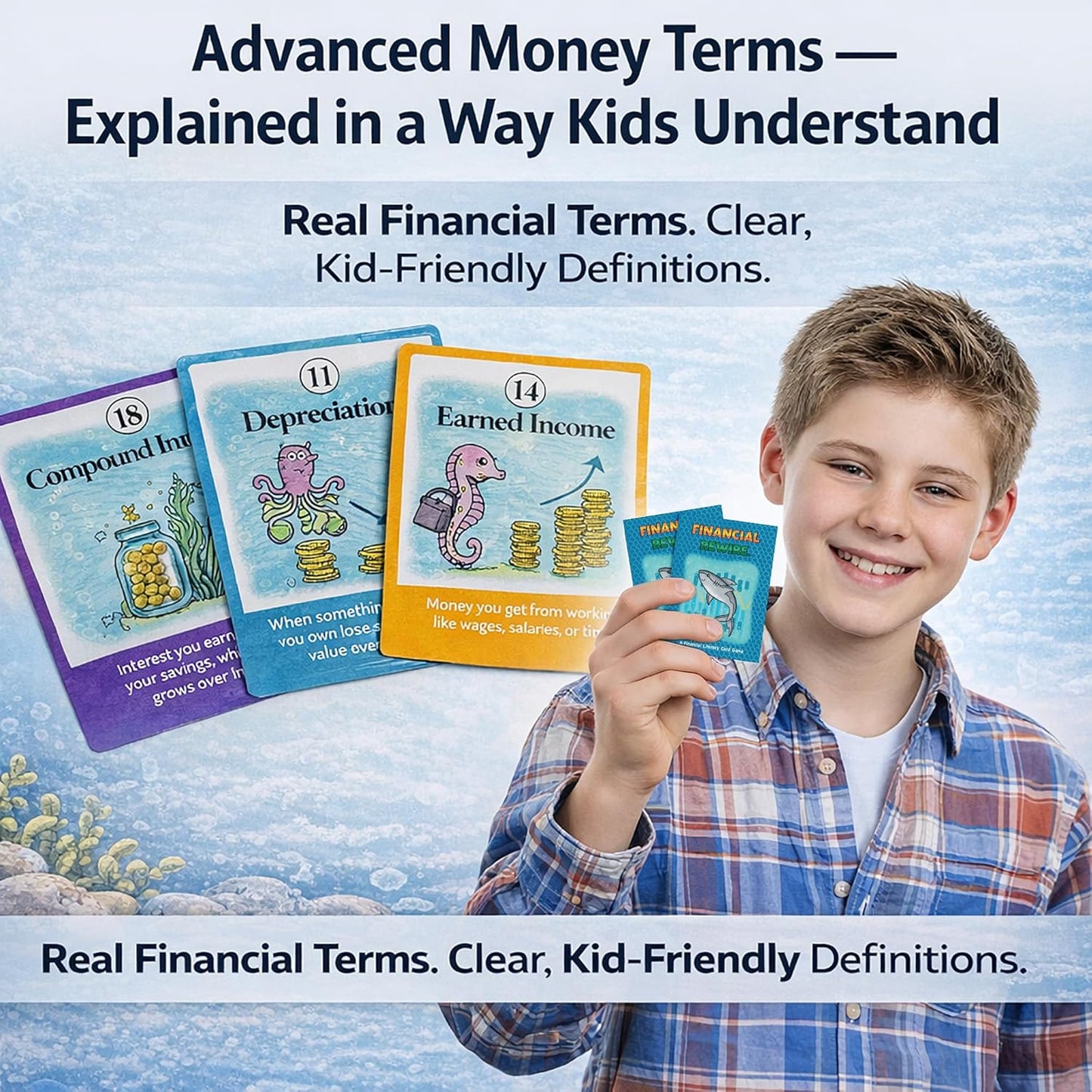 Finance Go Fish – 3-in-1 Financial Literacy Card Game for Kids Ages 5–12 | Go Fish, Memory & Old Maid | Educational Money Vocabulary Deck (Combo)