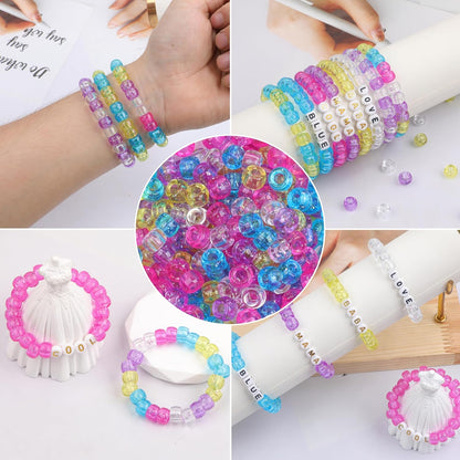 Auvoua 1000Pcs Pony Beads Bracelet 9mm Yellow Plastic Barrel Pony Beads for Necklace,Hair Beads for Braids,Key Chain,Jewelry Making (Yellow)