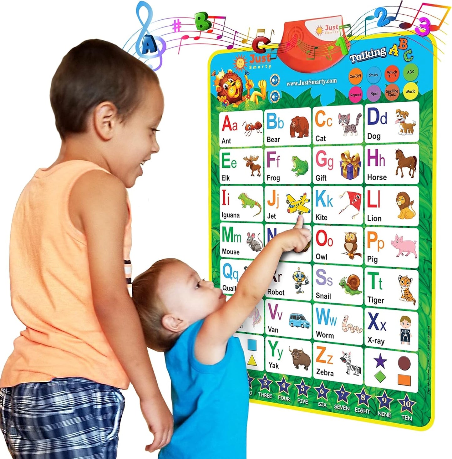 Just Smarty Alphabet Wall Chart for Toddlers 1-3 | ABCs & 123s Kids Learning Toy | Educational Gift for Infant Ages 1 2 3 4 5 | Speech Therapy for Kids 1-3 | Autism Toys for Toddlers 3-4