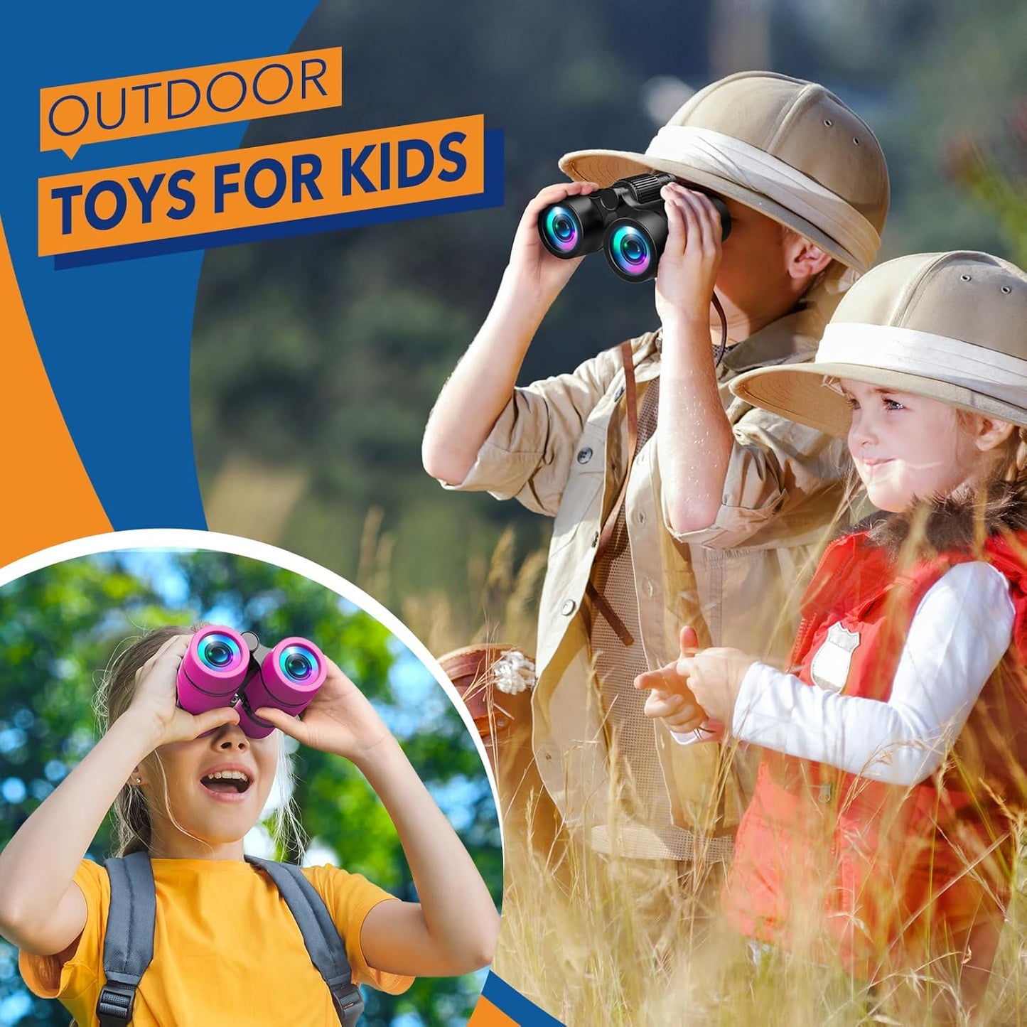 Toys for 3-7 Year Old Boys: LET'S GO! Binoculars for Kids with Bird Watching Manual Easter Birthday Gifts for 4 5 6 7 8 Year Old Boy Girls Outdoor Toy for Kid Ages 5-7 Toddler Camping Telescope