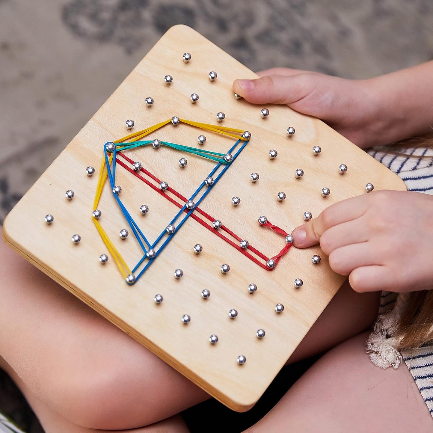 Panda Brothers Set of 2 Montessori Toys: Wooden Geoboard & Wooden Balancing Stones. Educational toys for Kids, Wooden Toys, Sensory Toys for 3 4 5 Year Old, Busy Board, Preschool Classroom STEM Toy