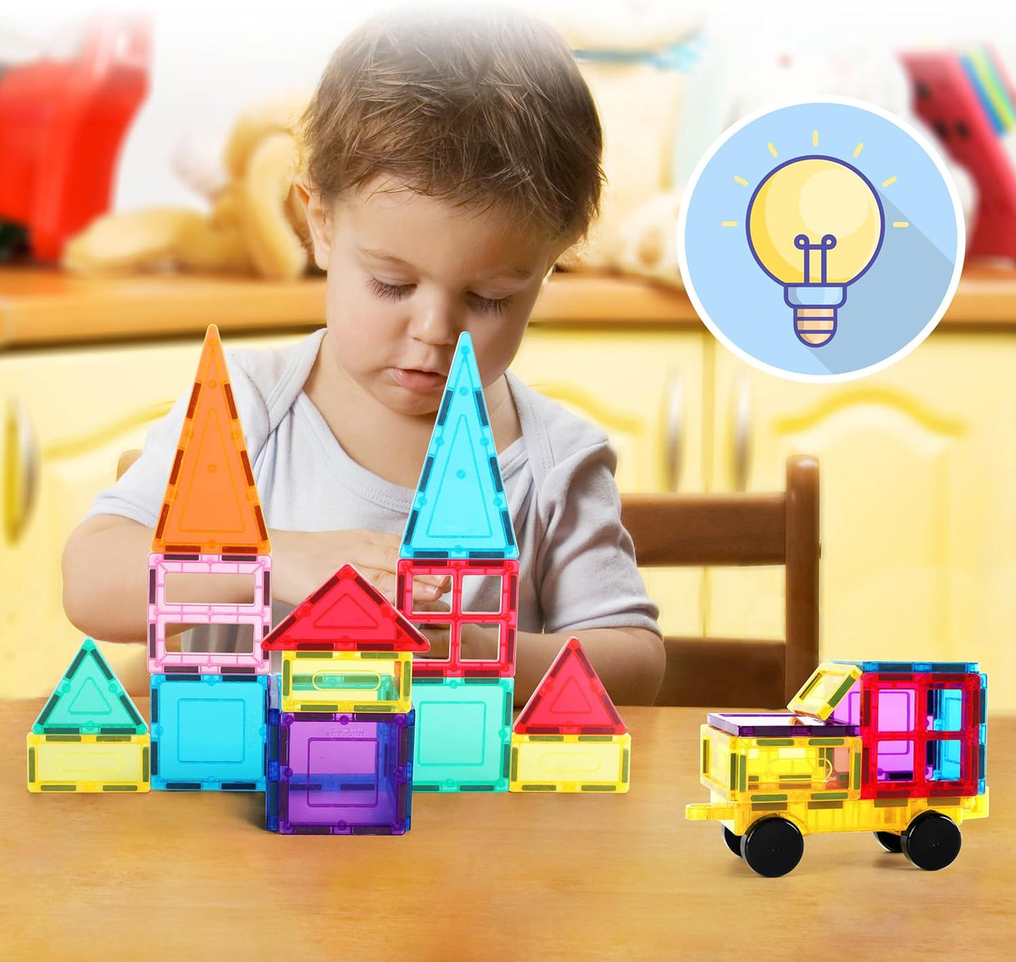 PicassoTiles Window and Door Clip On Magnetic Blocks Magnet Tiles Magnets Building Tile Construction Toy Set STEM Education Toys Learning Kit Stacking Block Playset Boys & Girls Age 3+ PT30