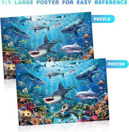 Puzzles for Kids Ages 6-8 8-10, Underwater World Ocean Puzzles 100 Pieces for Kids Learning Educational Puzzle Toys for Boys and Girls