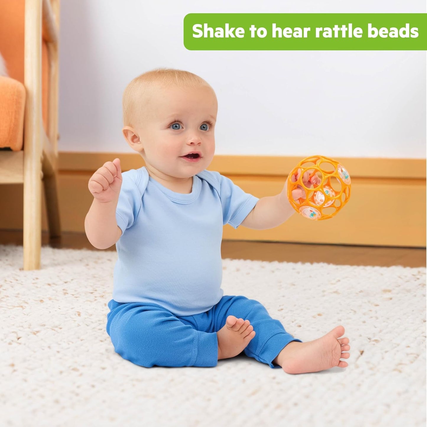 Bright Starts Oball Musical Toy, Jingle & Shake Pal, BPA-Free Easy-Grasp Baby Rattle Toy, Ages Newborn+