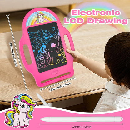 Unicorn 8.5 Inch LCD Writing Tablet for Kids 2-6, Drawing Tablet Doodle Board with Handle, Travel Car Toy for Girls, Educational Sketch Pad Birthday Christmas Gift