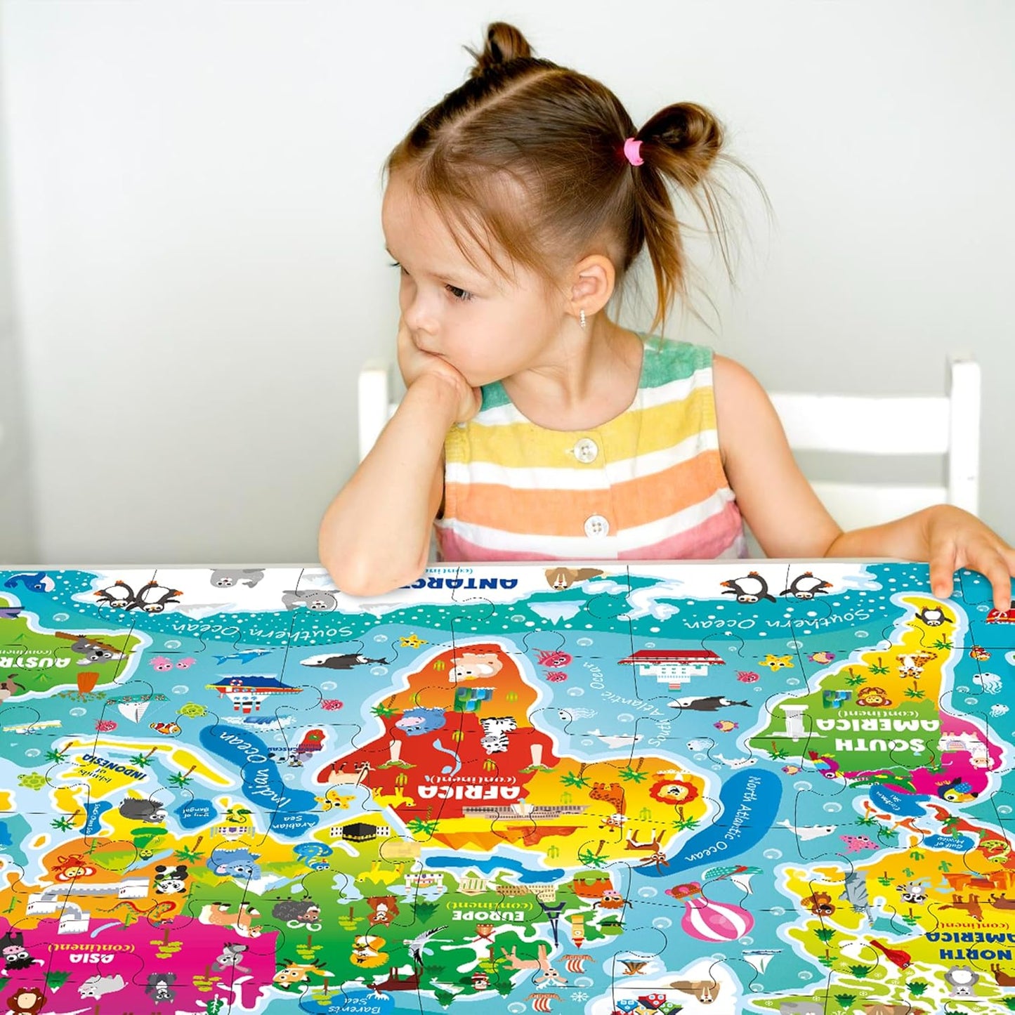 QUOKKA Giant Floor Puzzle for Kids Ages 4-6 – 2x3 Feet Extra-Thick 48 Pieces Toddler Puzzle Ages 3-5 – USA Map Educational Activity for Boys Girls – Premium Box with Sturdy Handle & Magnetic Closure