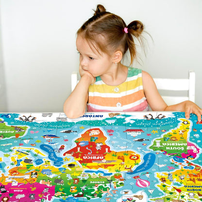 QUOKKA Giant Floor Puzzle for Kids Ages 4-6 – 2x3 Feet Extra-Thick 48 Pieces Toddler Puzzle Ages 3-5 – USA Map Educational Activity for Boys Girls – Premium Box with Sturdy Handle & Magnetic Closure