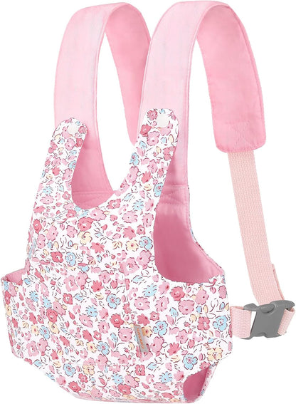 GAGAKU Doll Carrier for Stuffed Animals, Reborn Baby Doll Accessories Toy Carriers for Kids 3+ Toddlers - Pink Wax Flowers