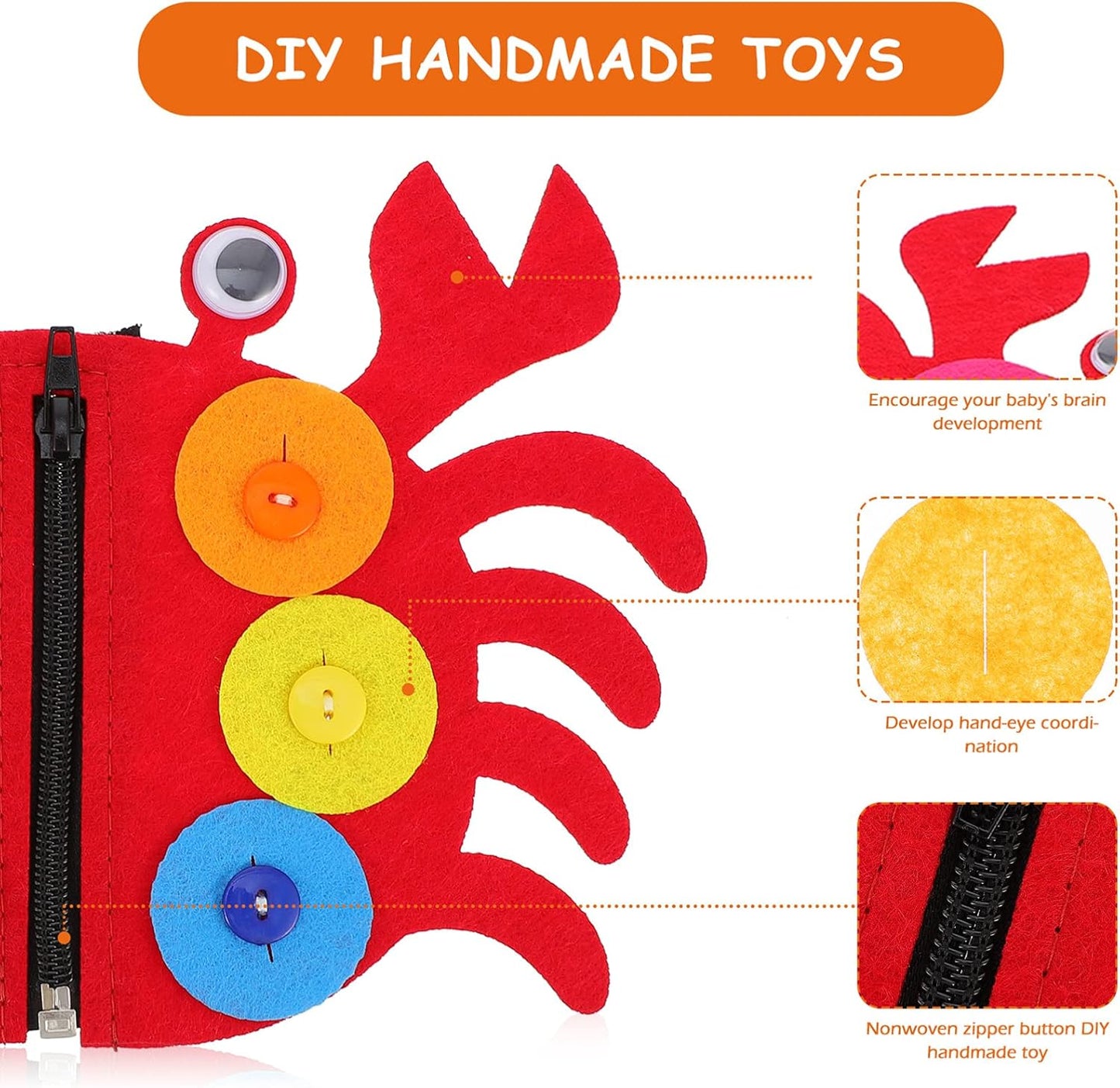 Kisangel 5pcs Educational Button Toys, Kids Button Board Zipper Toy Learning Plaything for Fabric Non-woven Basic Life Fine Motor Skills