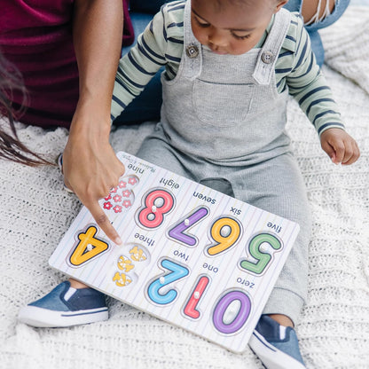 Melissa & Doug Lift & See Numbers Wooden Peg Puzzle - 10 Pieces - FSC Certified