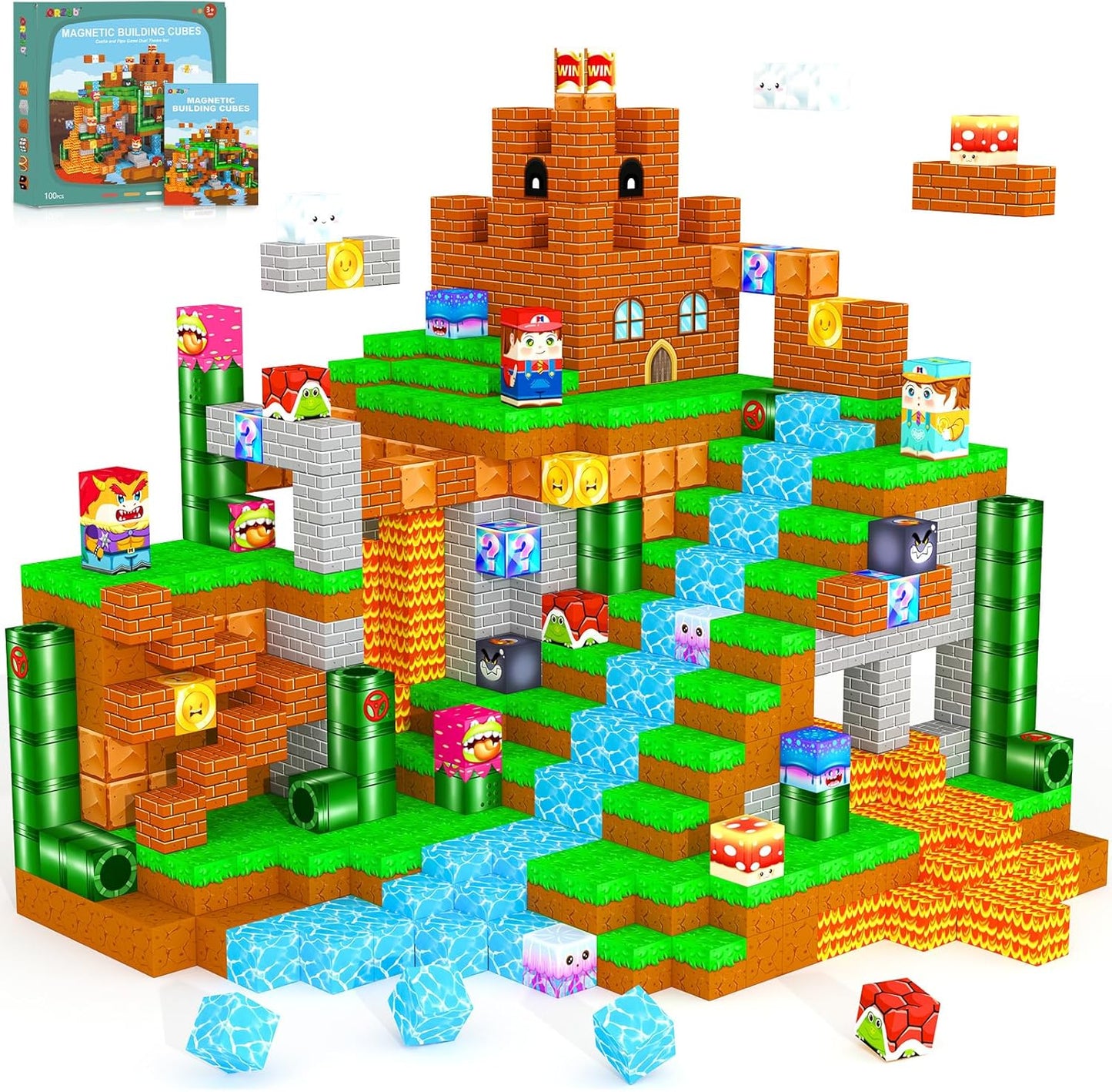Magnetic Blocks, Magnetic Tiles Building Blocks, Magnet Cubes Toddler Kids Toys, Sensory STEM Toys for 3-5 4-6 5-7 6-8 Year Old Boys Girls Easter Birthday Gifts Travel Outdoor Kids Games (0.8IN/2CM)