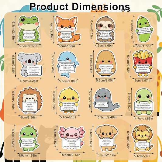 16pcs Emotional Support Animal Refrigerator Magnets, Funny Cartoon Positive Animal Fridge Decorative Magnets with Encouraging Words for Office Home Locker Whiteboard