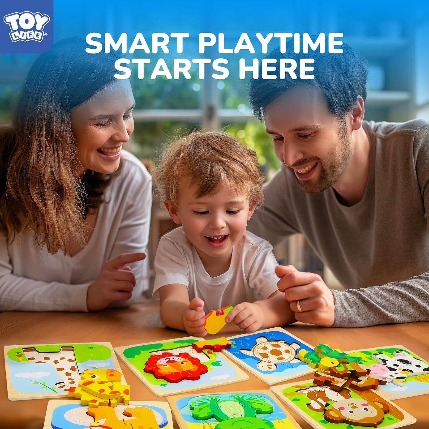 TOY Life Wooden Puzzles for Toddlers 2-4, Montessori Toys for 1 2 3 Year Old Boys Girls, Animals Puzzles Educational Learning Toys 2 Year Old, Toddler Birthday Gifts Toy for Baby Girl Boy 6M+