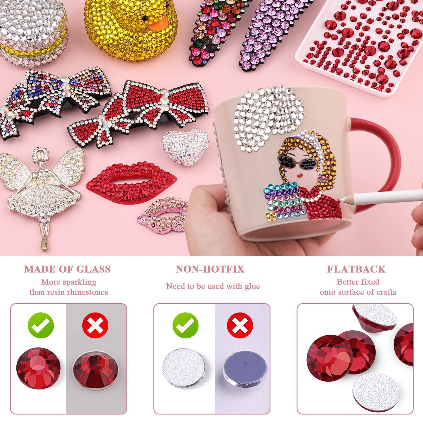 5000PCS SS6/2mm Glass Crystal Rhinestones (Clear), Bedazzling Flatback Rhinestones for Crafting DIY Crafts Nail Art Makeup Decoration, Gems Diamond Charms for Tumbler Shoes Clothing Mug