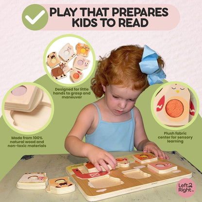 LEFT2RIGHT Wooden Puzzle for Toddlers 1-3 | Montessori Puzzle for 2 Year Old | Best Educational Puzzle for Motor Skills & Sensory Learning | Wooden Peg Puzzles for Toddlers 1-3 Transportation Edition