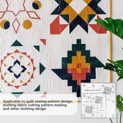 Wonky Log Cabin Trim Tool, Non-Slip Grip Acrylic Quilting Ruler for DIY Craft Lovers, Finished Blocks Quilting Template for Sewing Crafting Patchwork Ruler (10in)