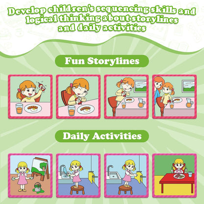 Kasfalci Sequencing Cards, Sequence Game for Kids, Speech Therapy Materials for Autism, Improve Storytelling,Social Skills, Sentence Building, Preschool Learning Activities for Classroom & Homeschool