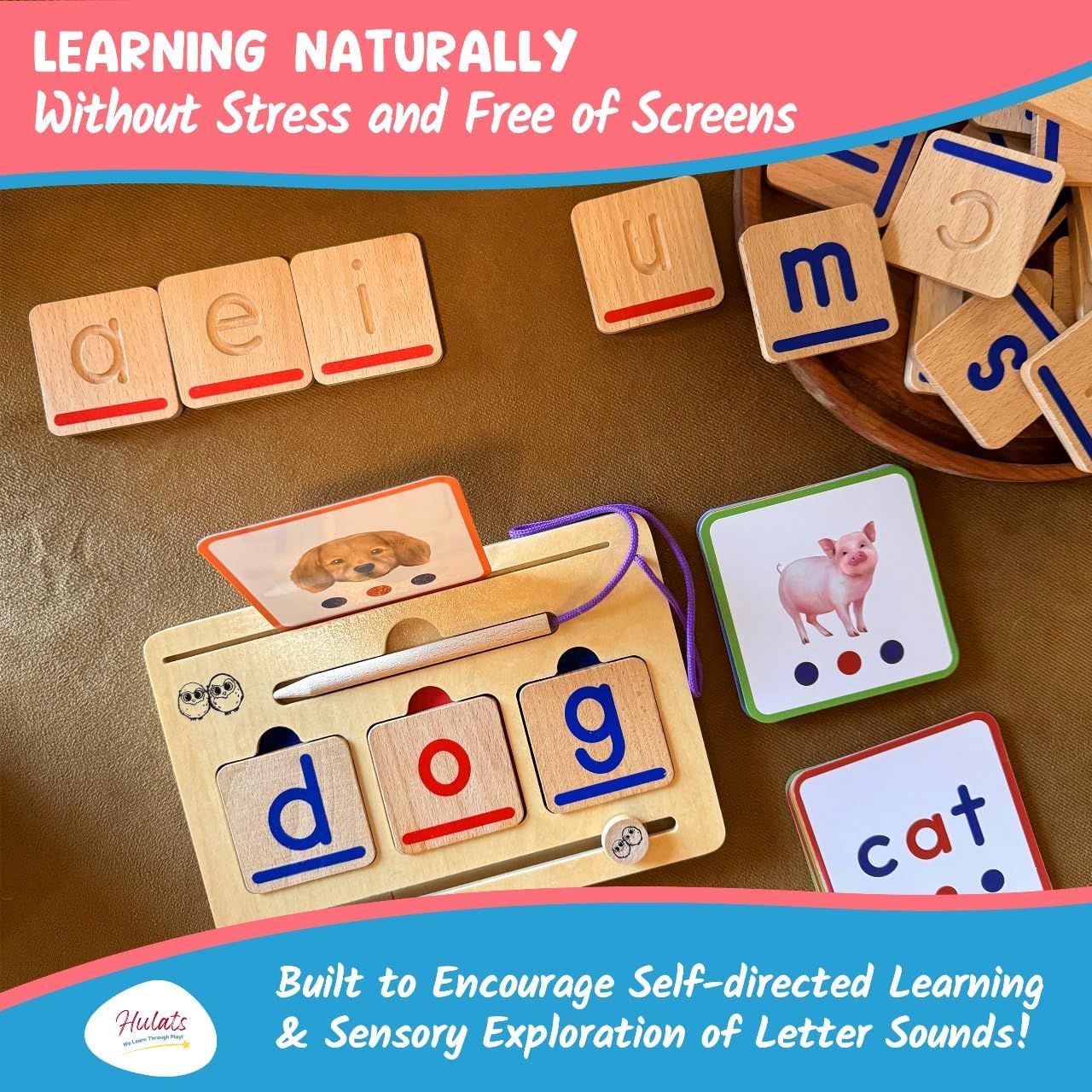 CVC Word Magic: Montessori Reading Game for Kindergarten Phonics Mastery, Learn to Read & Write 50 Sight Words for Toddlers 2-4 Years, Montessori Toy for 2+ Year Old, Letter Tracing Tiles, Flash Cards