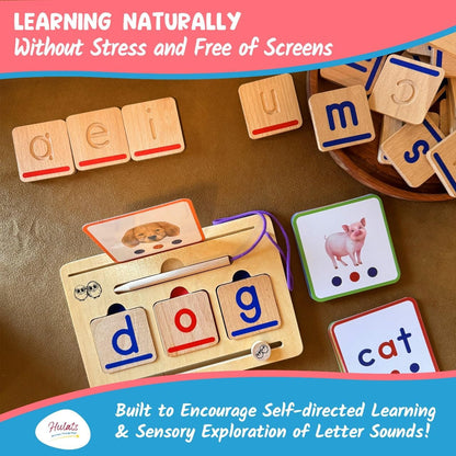 CVC Word Magic: Montessori Reading Game for Kindergarten Phonics Mastery, Learn to Read & Write 50 Sight Words for Toddlers 2-4 Years, Montessori Toy for 2+ Year Old, Letter Tracing Tiles, Flash Cards