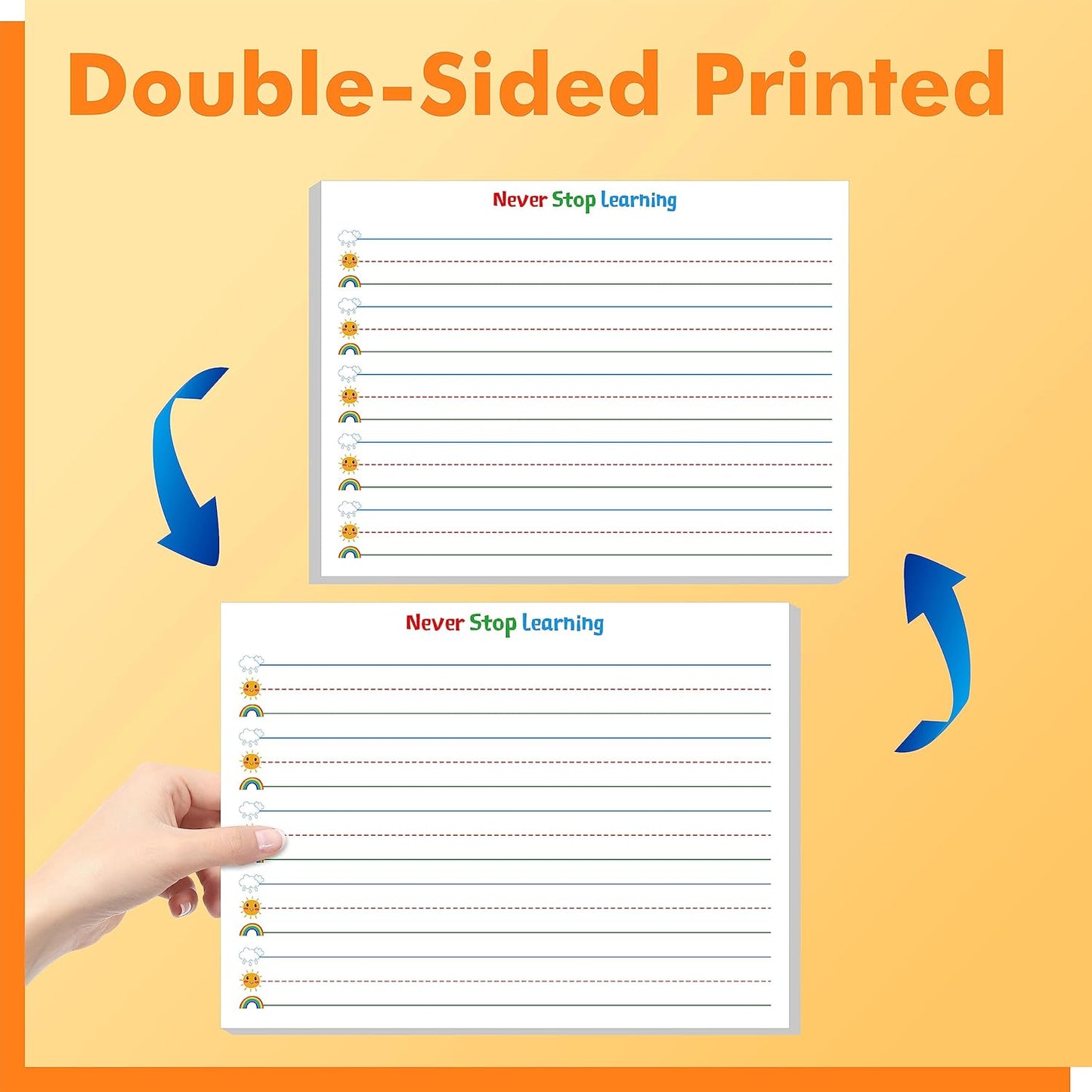 100 Sheets Ruled Writing Paper, Double-Sided Printing Skip-A-Line Ruled Writing Paper with Dotted Lines Handwriting Practice Paper 1” line spacing for Kindergarten Toddlers Kids (11” x 8.3”)