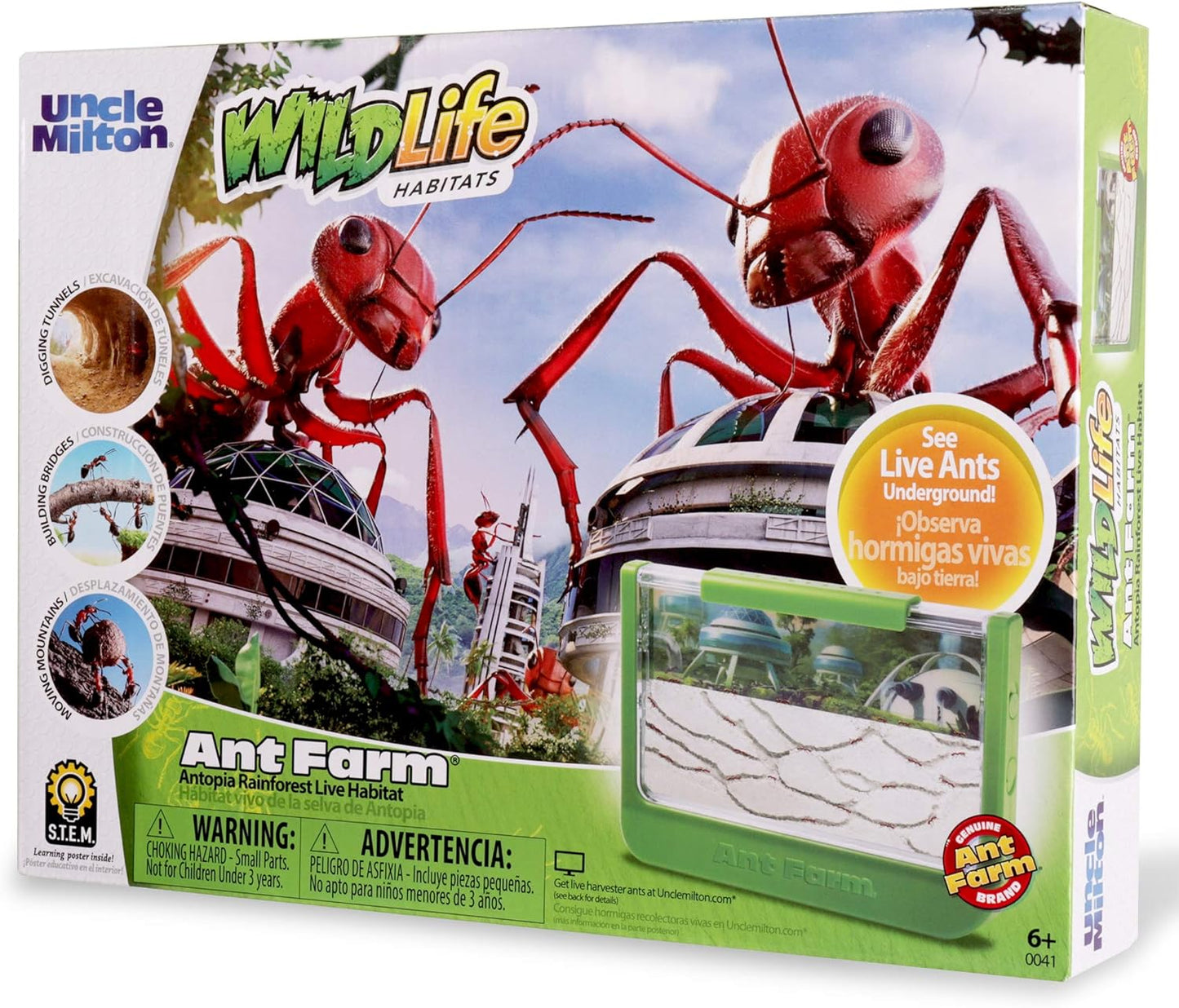 Uncle Milton Ant Farm Antopia Rainforest Ant Habitat - Observe Live Ants - STEM -Nature Learning Toy Green For 6 - 15 years