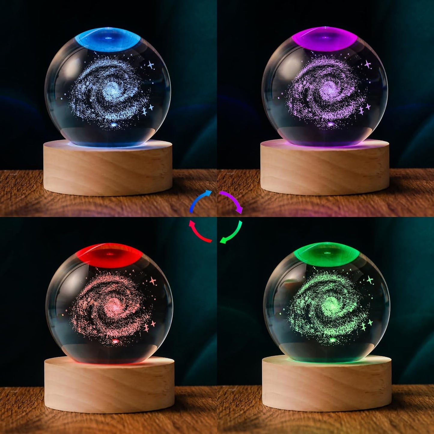 3D Solar System 60mm Crystal Ball Astronomy Universe Gifts 3D Solar System Planets Model Science Space Themed Physics Gifts Night Light lamp for Kids Men Him Science Teacher