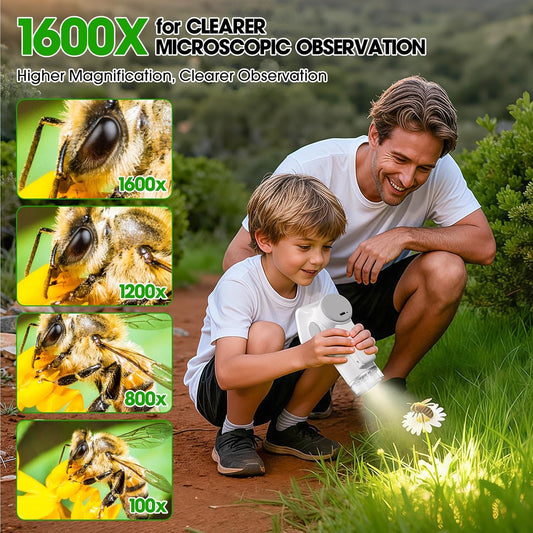 Microscope for Kids, 1600X 4K 2.0" Screen Handheld Microscope, Science Kits for Kids Age 5-7, STEM Toys, Educational Toys, Toys and Gifts for Boys and Girls Age 5, 6, 7, 8, 9 and Up