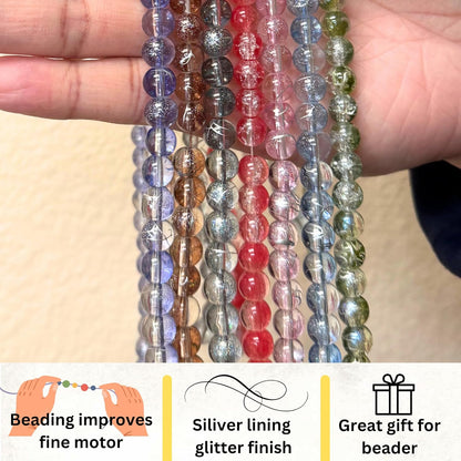8mm Glass Beads Round Bulk for Bracelet, Glow in Dark Beads, DIY Jewelry Windchime Suncatcher Party Supplies, 300 pcs