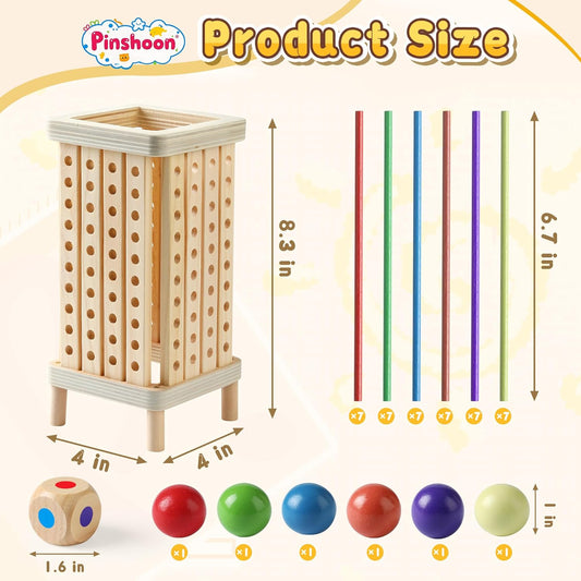 Montessori Game Wooden Board Game, Multiplayer for Kids 4-8, Math Educational, Fine Motor Skill Toy for Girls Boys, Classic Fun Games for Age 3 4 5 6 7 8 Girls Boys Gifts (Storable)