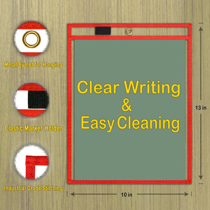 Dry Erase Pockets - 10 x 13 Reusable Dry Erase Pocket Sleeves for Work & School Worksheets - Heavy Duty Clear Pocket Sleeves - Quickly Wipe to a Flawless Clean (50 Pack Multicolor)