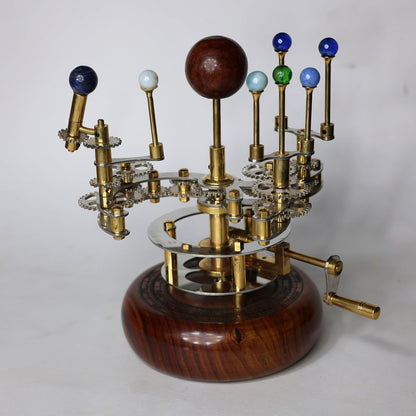 Luxury Vintage Brass Orrery – Exquisite Brass Planetary Gear Mechanism | Astronomical Desk Ornament | Solar System Model (8" Mercury, Venus, Earth, Mars, Uranus & Moons)