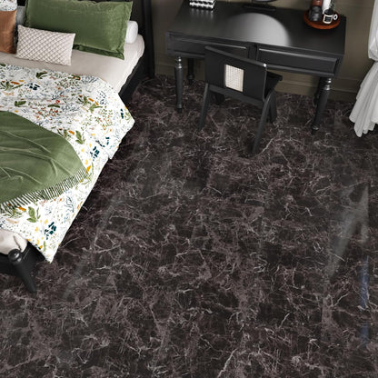 Wallercity White Marble Peel and Stick Vinyl Floor Tiles 6-Pack 12x12 Inches Self Adhesive Waterproof Flooring Planks for Bathroom Kitchen Bedrooms Stick on Floor Tiles Laminate Sheets Vinyl Flooring