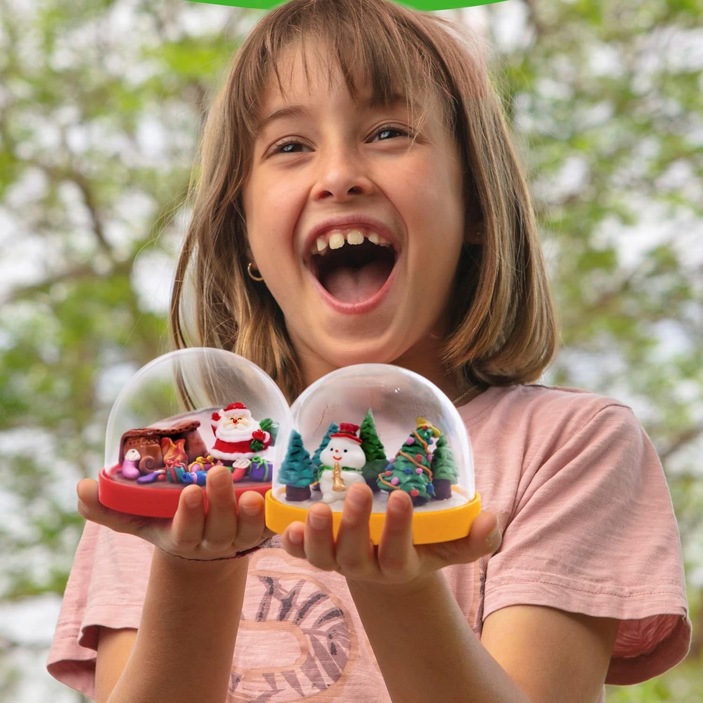 Kipipol Make Your Own Holiday Water Globe Kit – 3X DIY Snow Globe Making Kit w/ 3 Figures, 10 Packs of Modeling Clay for Sculpting, Crafts for Girls Ages 4-6, Arts and Crafts for Kids Ages 4-6-8-12