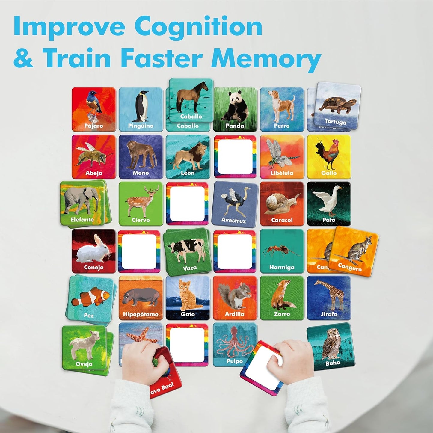 Hebayy 72 PCS Memory Matching Game, Real Animal Matching Cards for Toddlers 36 Pairs Memory Cards for Preschool 4 5 6 Years Old