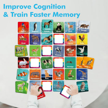 Hebayy 72 PCS Memory Matching Game, Real Animal Matching Cards for Toddlers 36 Pairs Memory Cards for Preschool 4 5 6 Years Old