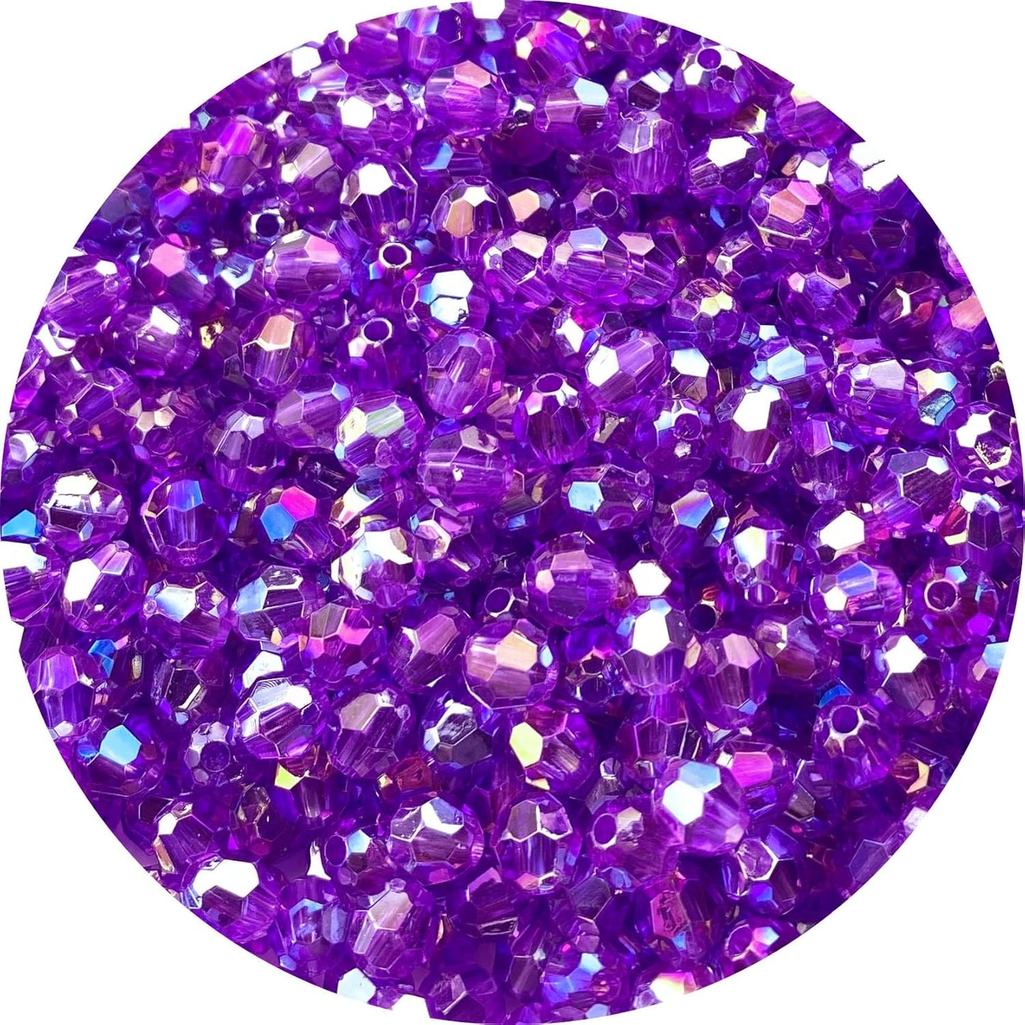 200 PCS 10mm Acrylic Faceted Spacer Beads AB Color Glossy Round Loose Beads for Jewelry Making Bracelet Necklace Earring Ornament Wind Chimes Key Chains(Deep Purple AB)