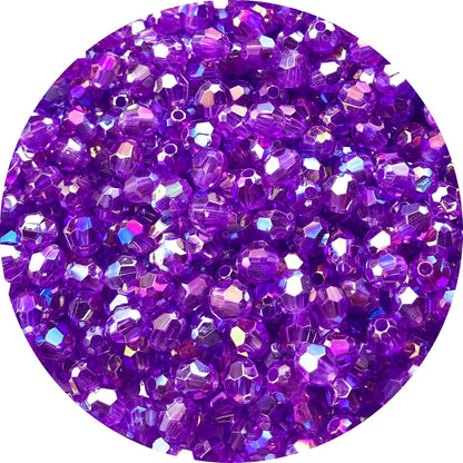 200 PCS 10mm Acrylic Faceted Spacer Beads AB Color Glossy Round Loose Beads for Jewelry Making Bracelet Necklace Earring Ornament Wind Chimes Key Chains(Deep Purple AB)