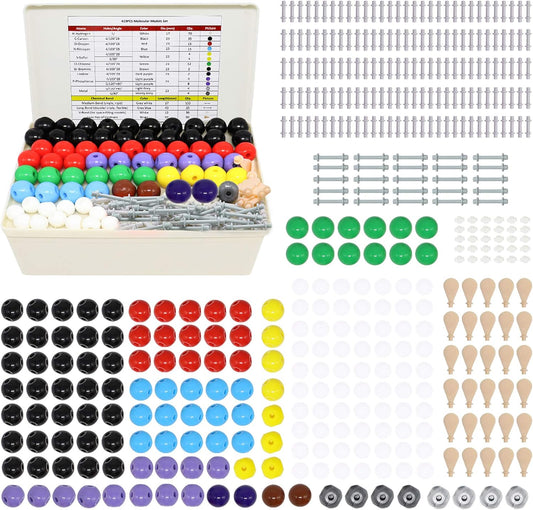 RELIANCER Molecular Model Kit,419PCS Organic Molecular Chemistry Set w/Atoms & Bonds,Molecular Structures Building Kit for Chemistry Learning,STEM Science Kits for Teachers,Students,Young Scientists
