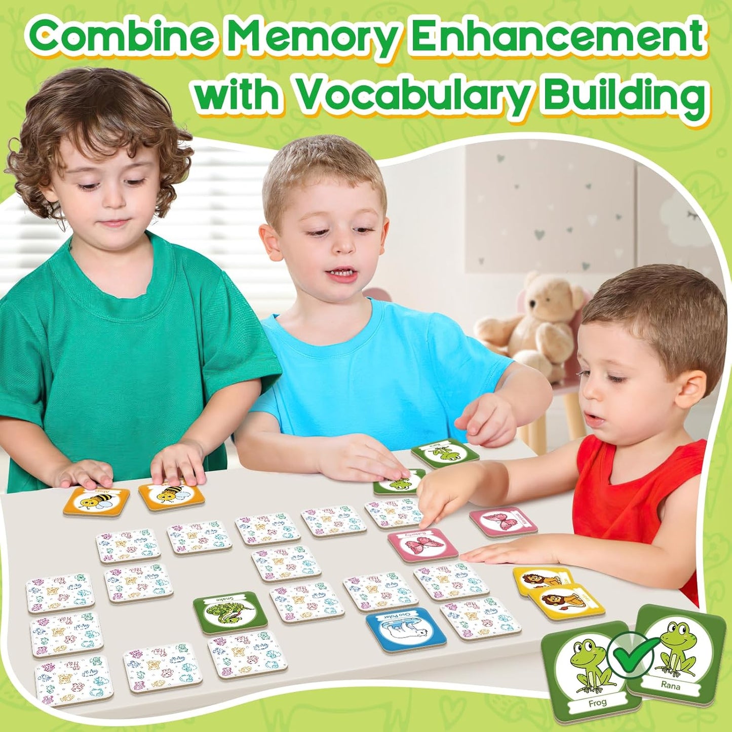Edulok Memory Card Game, Toddler Match Game, Learn Spanish for Kids, Bilingual Flash Cards, Learning Toys for 4 Year Old, Preschool Learning Activities, Homeschool Supplies, Kindergarten Toys