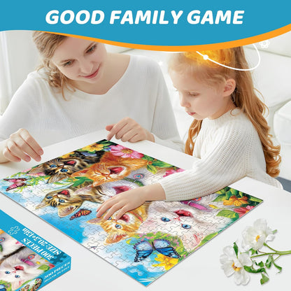 500 Piece Puzzles for Adults, Cat Family Dinner Large Piece Jigsaw Puzzle for Adults Seniors,Recycled Cardboard Puzzle 500 Piece,Family Activity Great Gift for Family Friends 20.5 * 15 in