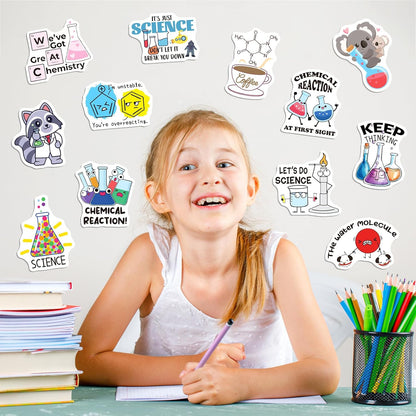 YTSQLER 200 PCS Chemistry Stickers, Funny Laboratory Stickers for Water Bottle Laptop Notebook, Waterproof Chemistry Decals for Teachers Students Kids Teens Adults